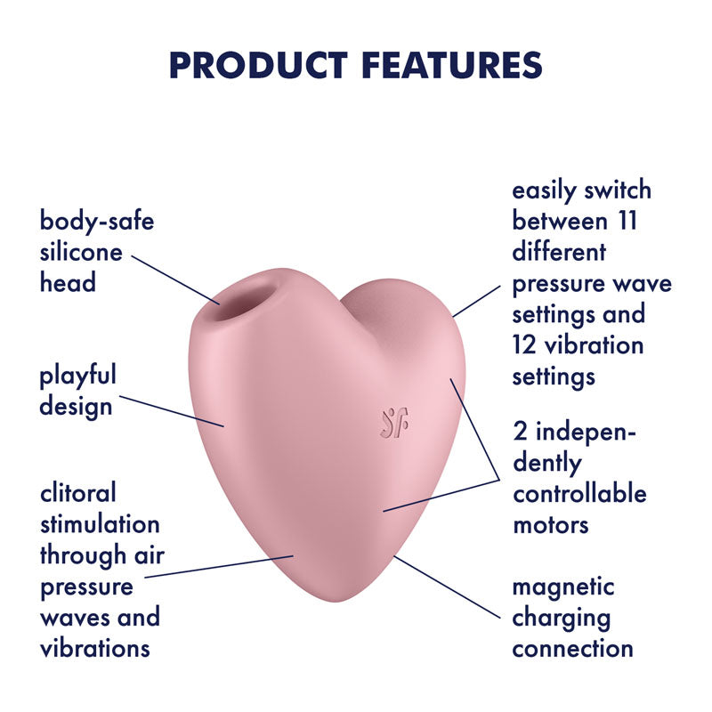 Satisfyer Cutie Heart Light Pink Light Pink Usb Rechargeable Air Pulsation Stimulator With Vibration