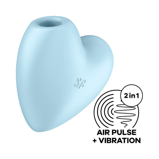 Satisfyer Cutie Heart Blue Blue Usb Rechargeable Air Pulsation Stimulator With Vibration