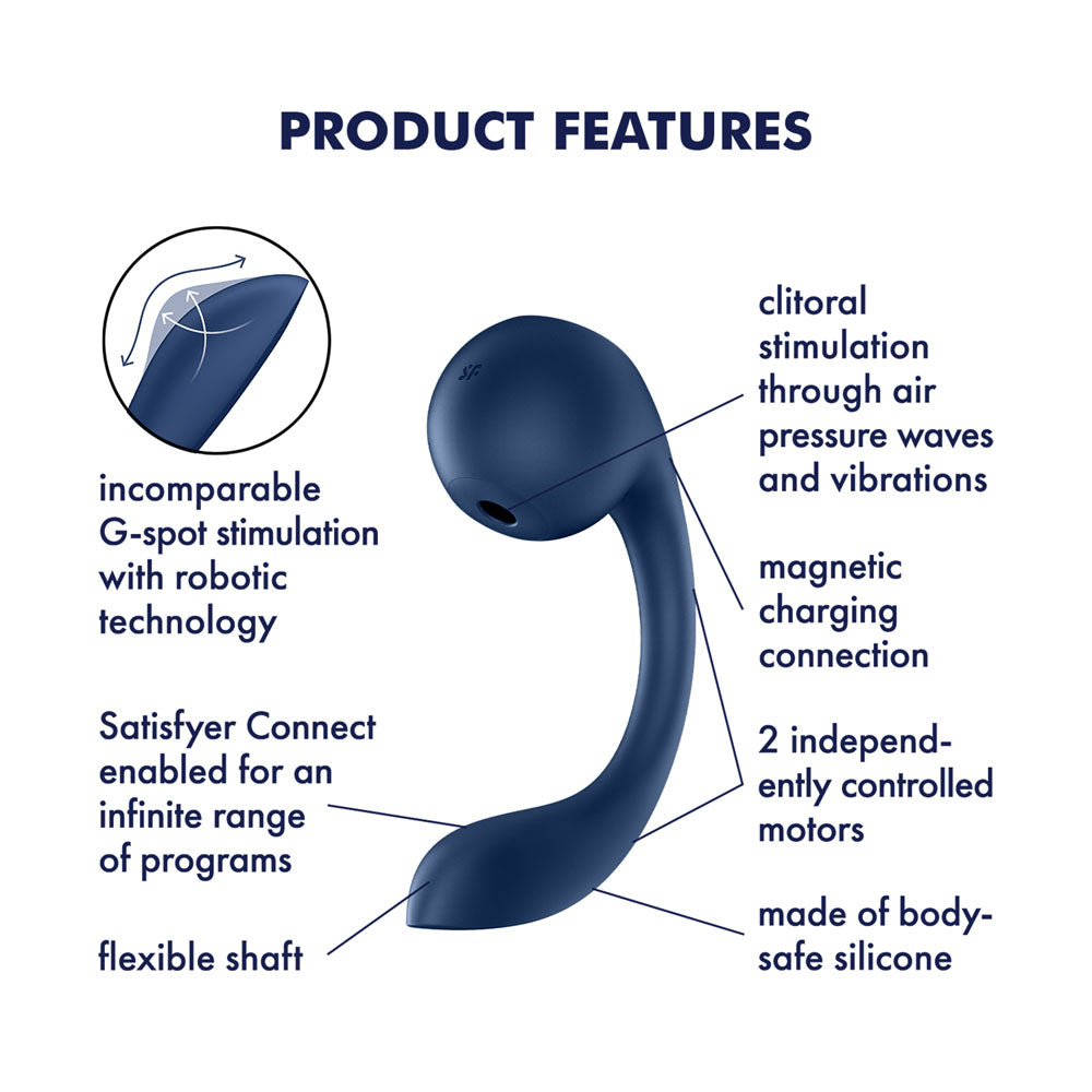 Satisfyer Pro+ Wave 4 Blue Usb Rechargeable Vibrator With Air Pulse Stimulation And App Control