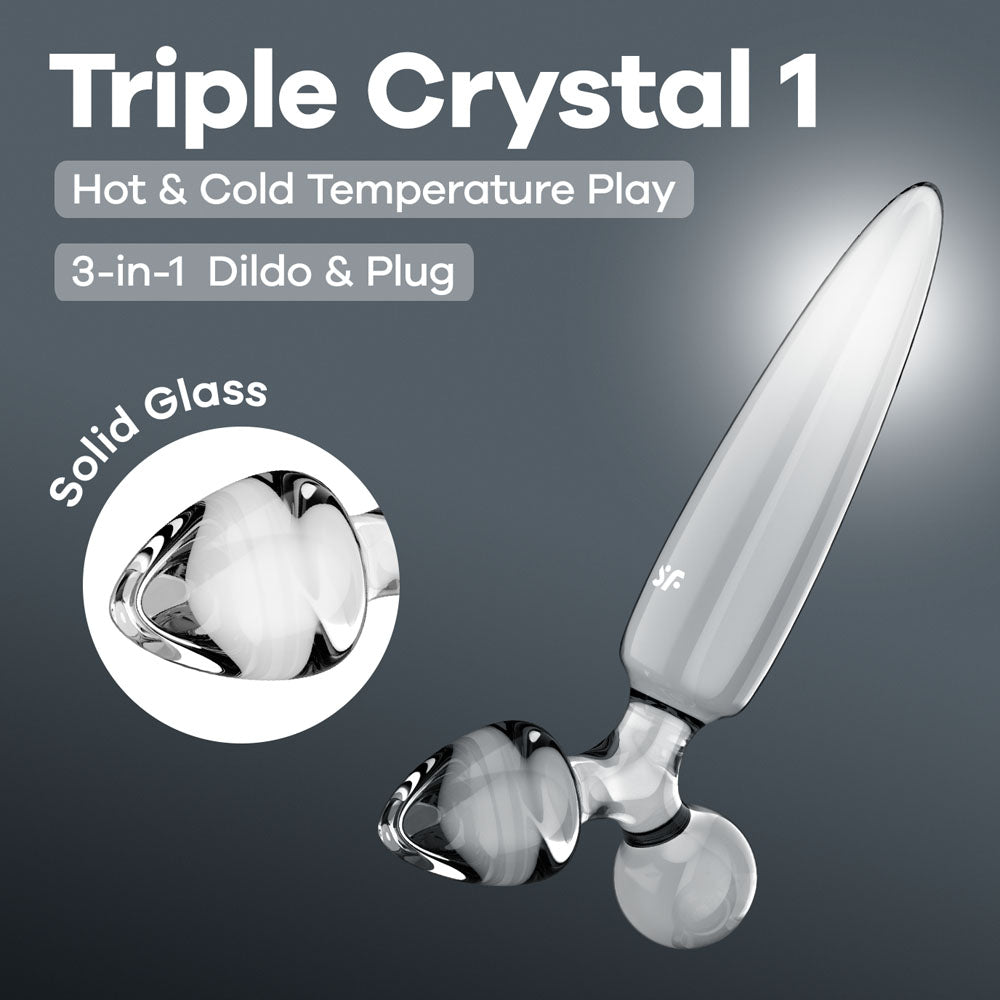 Satisfyer Triple Crystal 1 Clear Clear Glass 3 In 1 Butt Plug