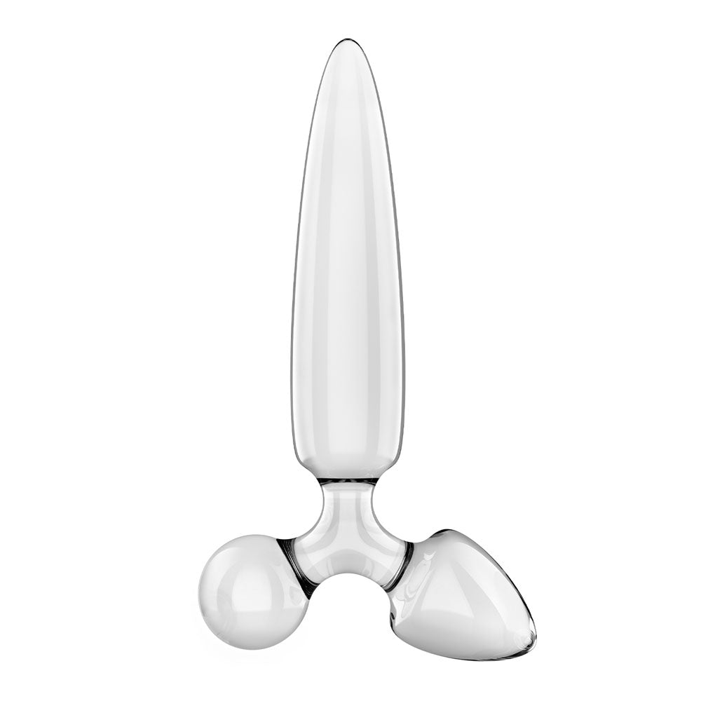 Satisfyer Triple Crystal 1 Clear Clear Glass 3 In 1 Butt Plug