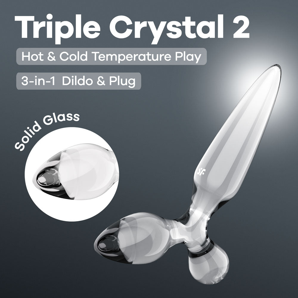 Satisfyer Triple Crystal 2 Clear Clear Glass 3 In 1 Butt Plug