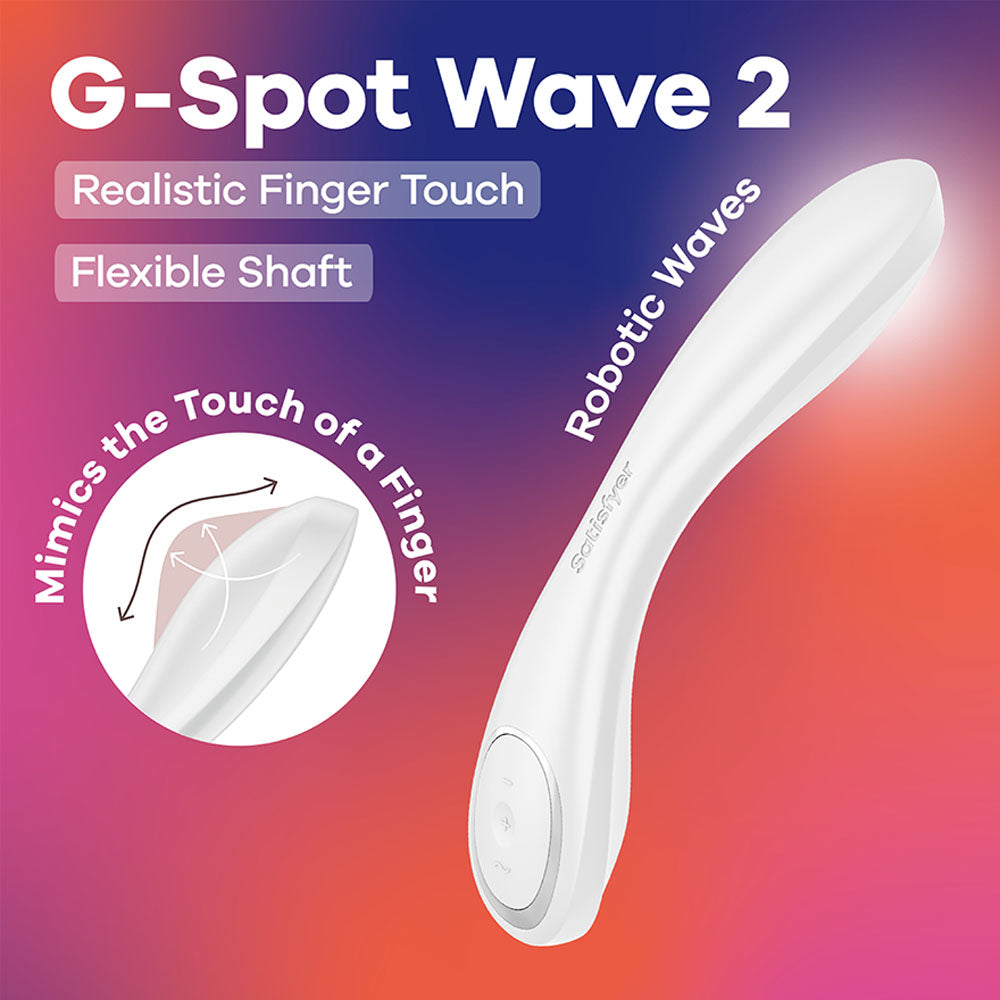 Satisfyer G Spot Wave 2 White White 23.6 Cm Usb Rechargeable Flicking Tip Vibrator