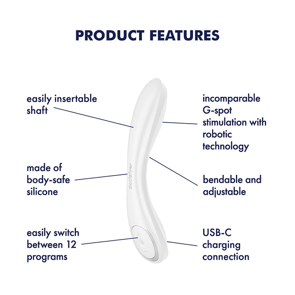 Satisfyer G Spot Wave 2 White White 23.6 Cm Usb Rechargeable Flicking Tip Vibrator