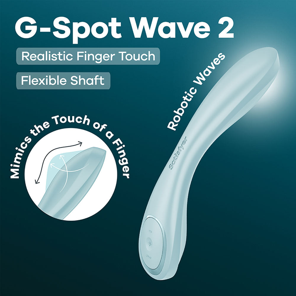 Satisfyer G Spot Wave 2 Ice Blue Ice Blue 23.6 Cm Usb Rechargeable Flicking Tip Vibrator