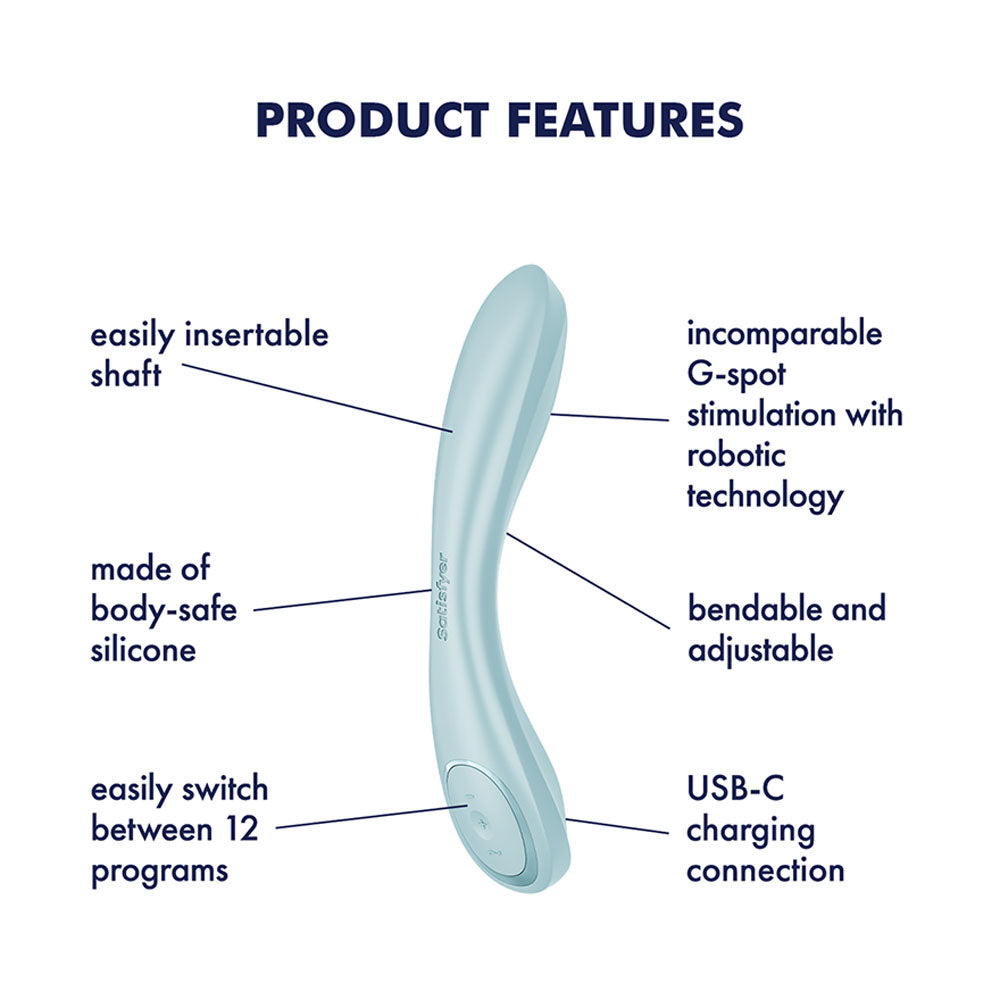 Satisfyer G Spot Wave 2 Ice Blue Ice Blue 23.6 Cm Usb Rechargeable Flicking Tip Vibrator
