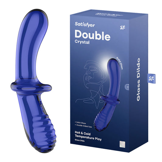 Satisfyer Double Crystal Blue Blue Glass Double Ended Dildo
