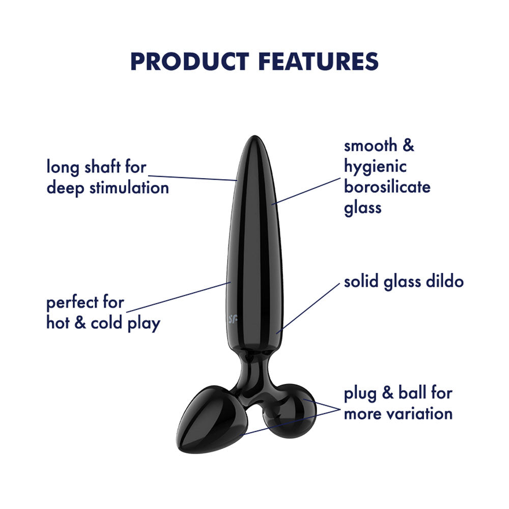 Satisfyer Triple Crystal 1 Black Black Glass 3 In 1 Butt Plug