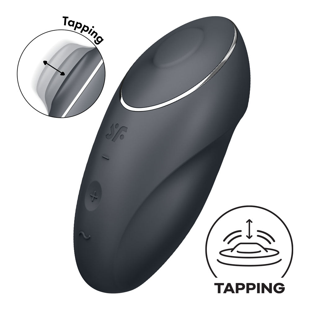 Satisfyer Tap & Climax 1 Grey Grey Usb Rechargeable Pulsing Stimulator