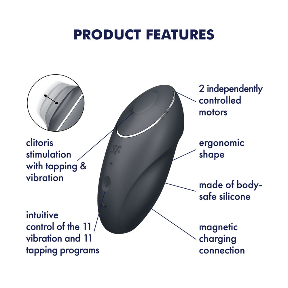 Satisfyer Tap & Climax 1 Grey Grey Usb Rechargeable Pulsing Stimulator
