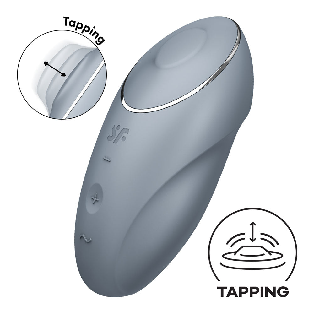 Satisfyer Tap & Climax 1 Bluegrey Bluegrey Usb Rechargeable Pulsing Stimulator