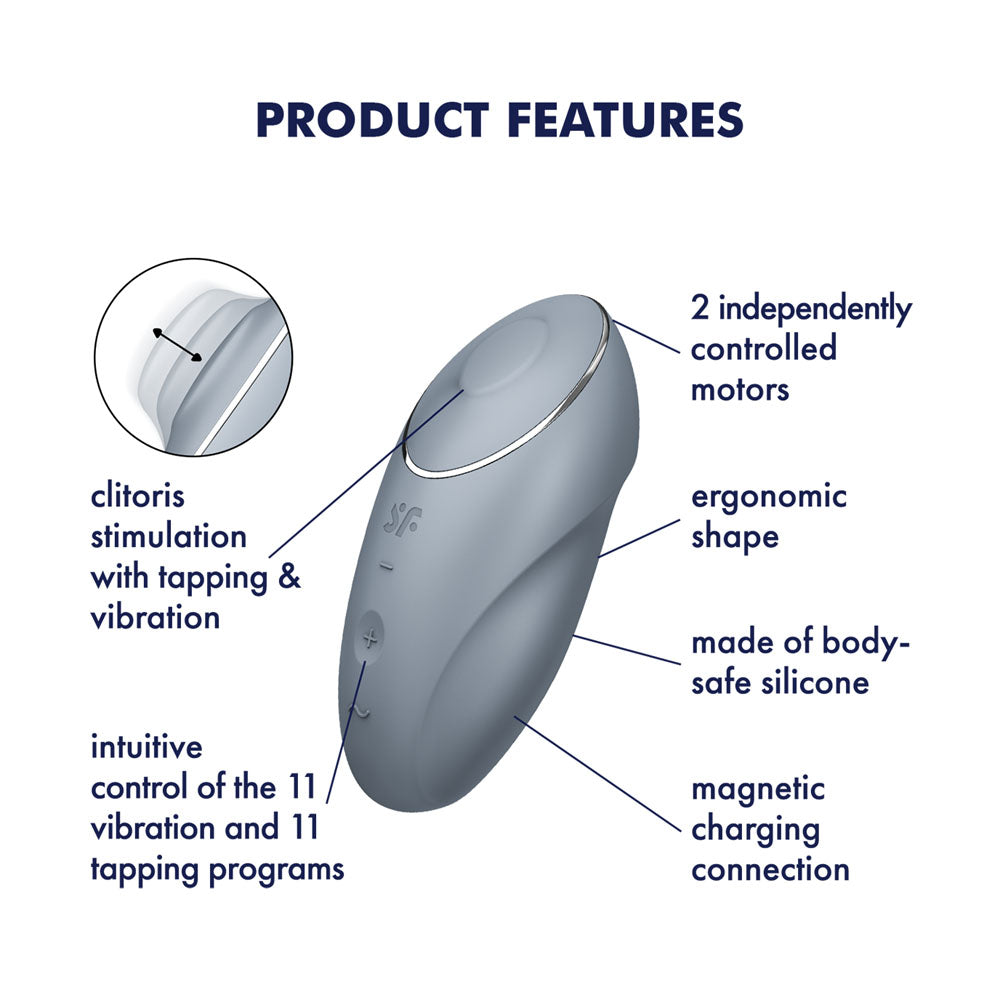 Satisfyer Tap & Climax 1 Bluegrey Bluegrey Usb Rechargeable Pulsing Stimulator