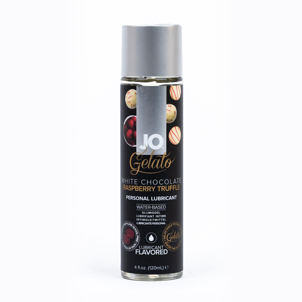 Jo Gelato White Chocolate Raspberry Lube 120 M L White Chocolate Raspberry Flavoured Water Based Lubricant 120 Ml Bottle