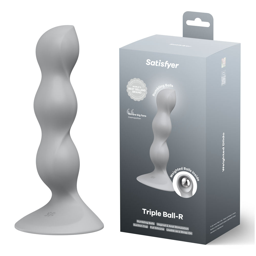 Satisfyer Triple Ball R Grey Grey 18 Cm Beaded And Weighted Dildo