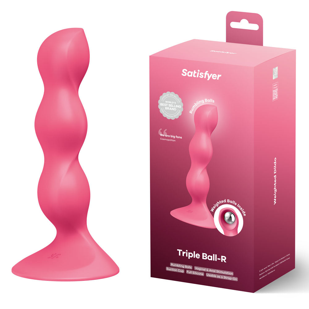 Satisfyer Triple Ball R Red Red 18 Cm Beaded And Weighted Dildo