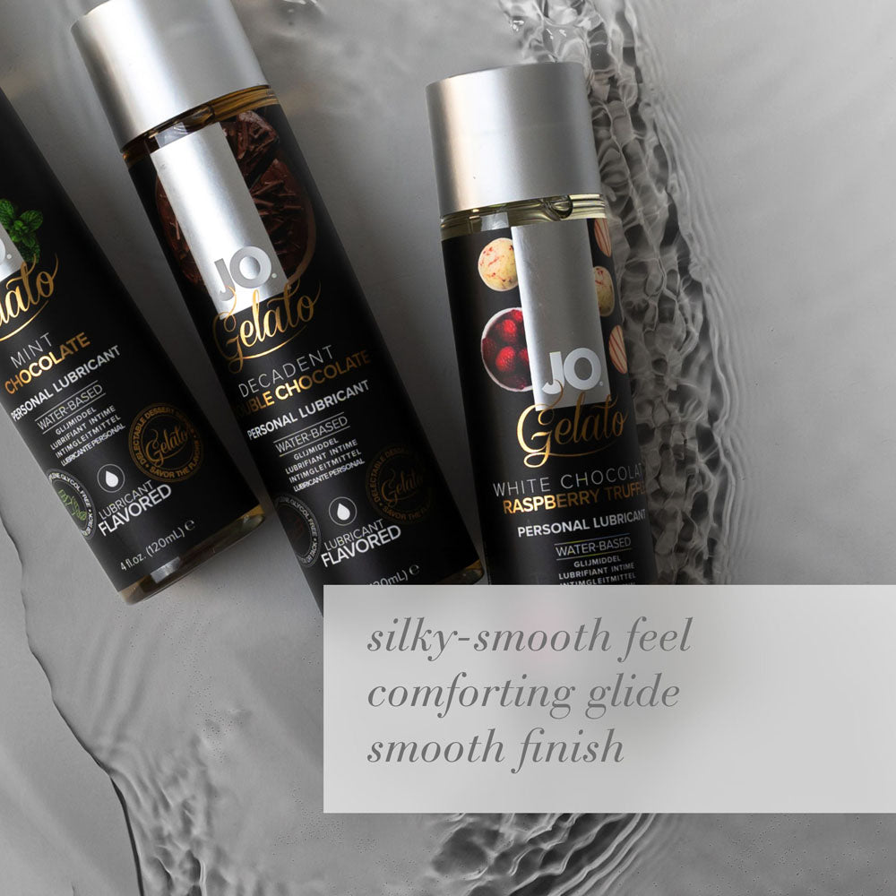 Jo Gelato White Chocolate Raspberry Lube 120 M L White Chocolate Raspberry Flavoured Water Based Lubricant 120 Ml Bottle