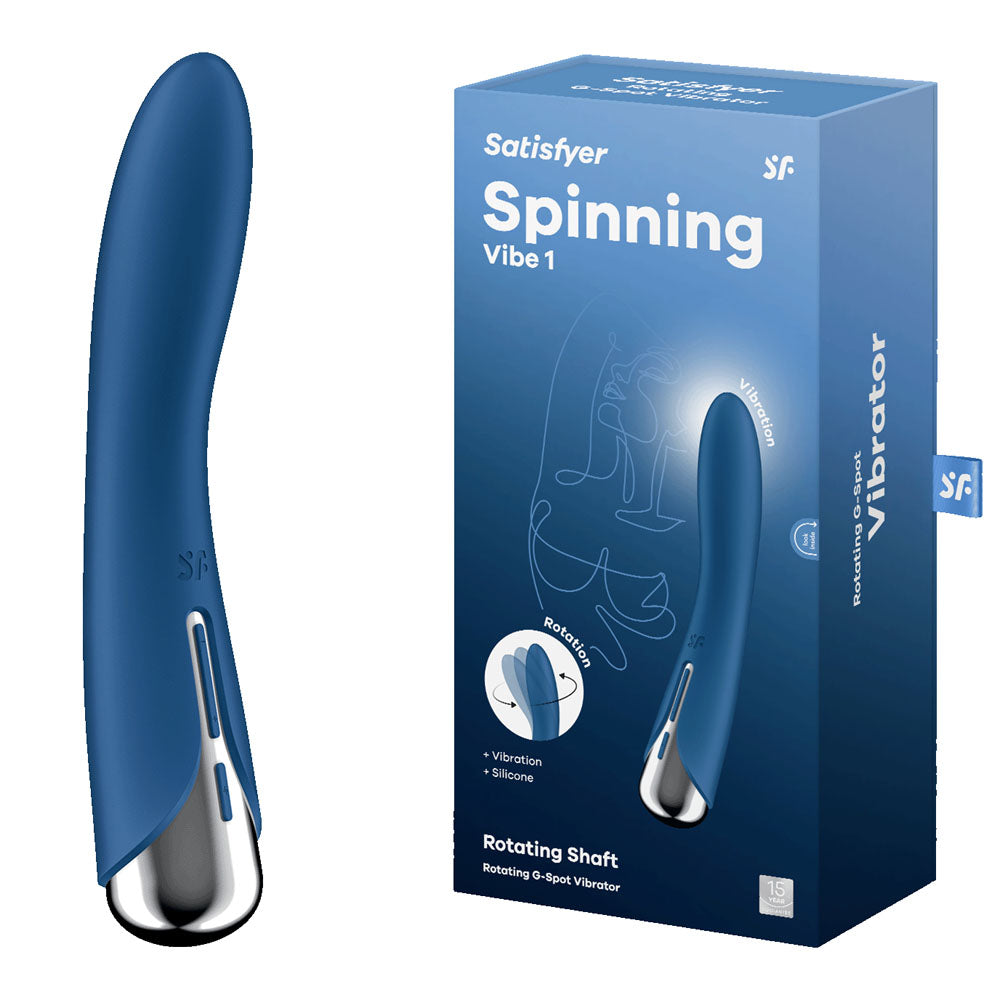 Satisfyer Spinning Vibe 1 Blue Blue 17.8 Cm Usb Rechargeable Rotating Vibrator