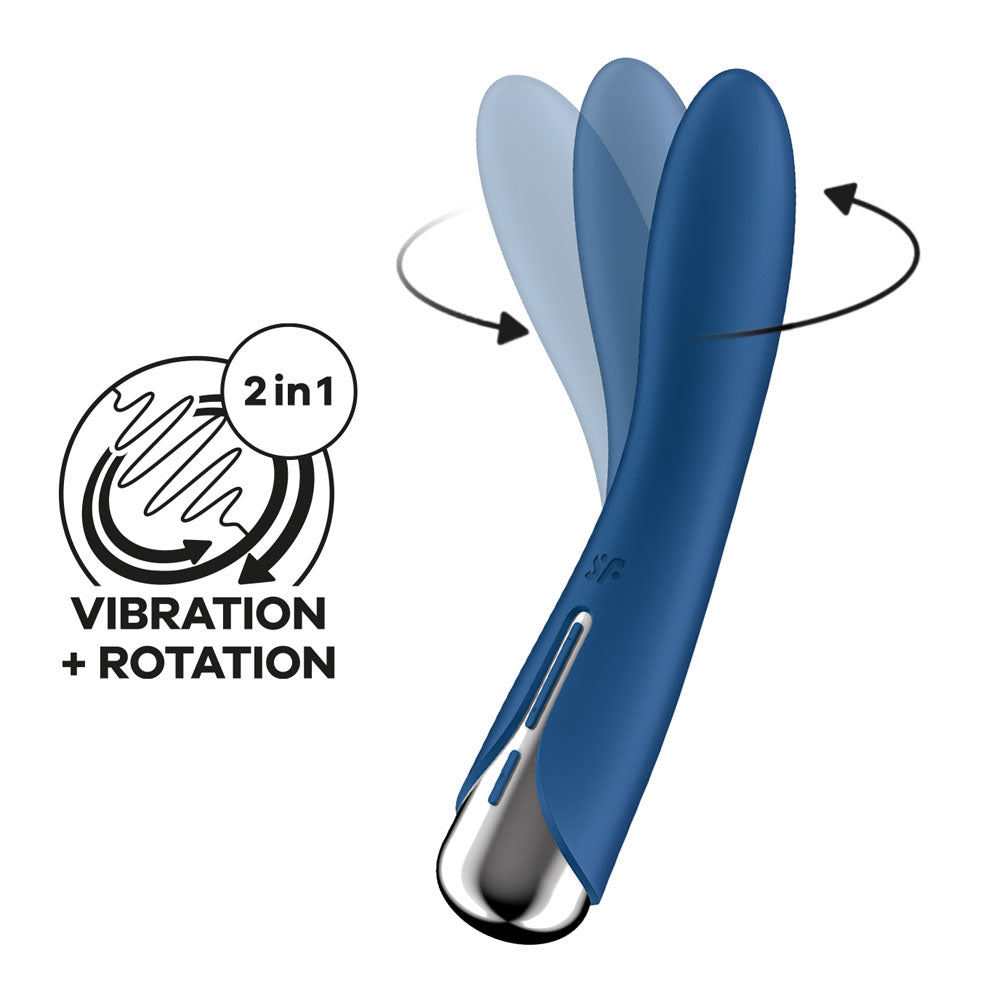 Satisfyer Spinning Vibe 1 Blue Blue 17.8 Cm Usb Rechargeable Rotating Vibrator