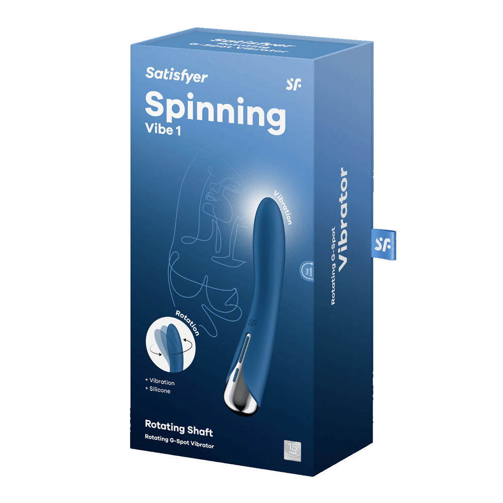 Satisfyer Spinning Vibe 1 Blue Blue 17.8 Cm Usb Rechargeable Rotating Vibrator