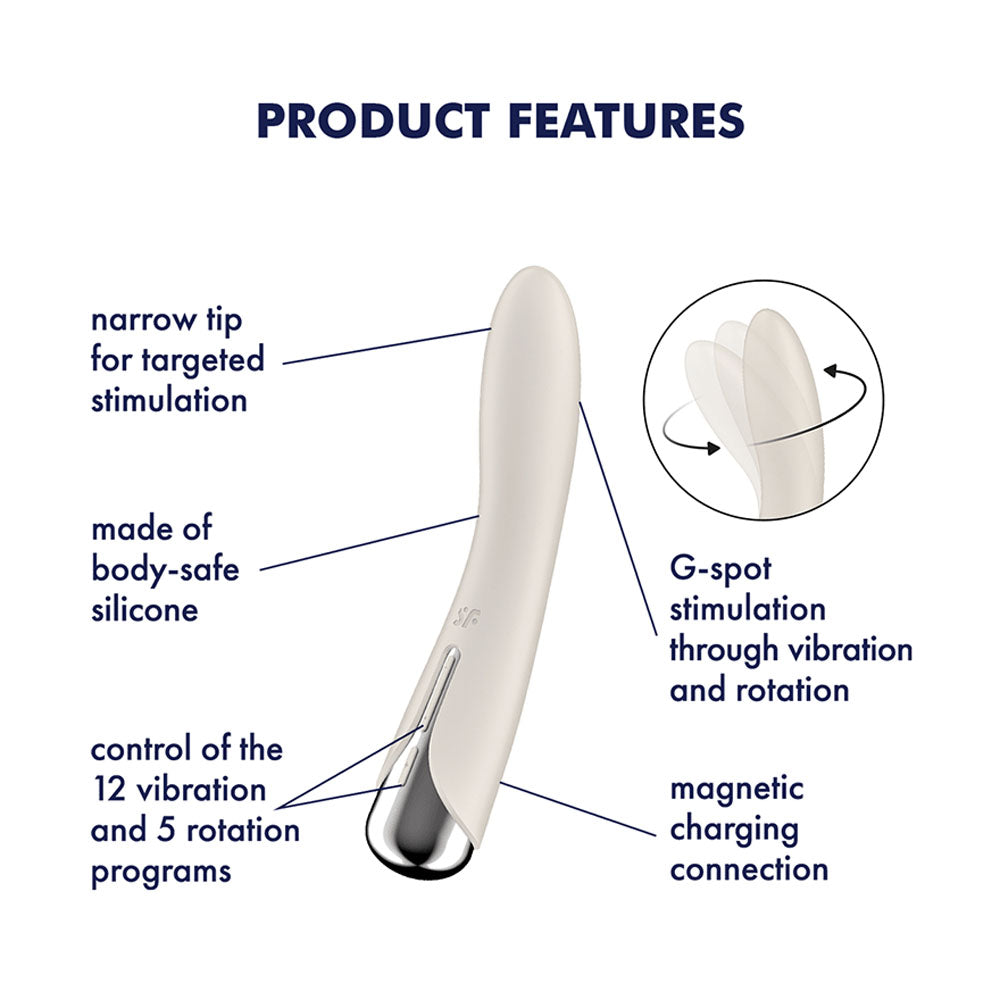 Satisfyer Spinning Vibe 1 Beige Beige 17.8 Cm Usb Rechargeable Rotating Vibrator