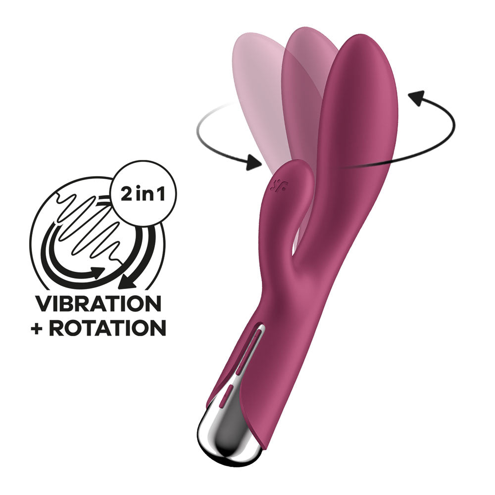 Satisfyer Spinning Rabbit 1 Red Red 20 Cm Usb Rechargeable Rotating Rabbit Vibrator