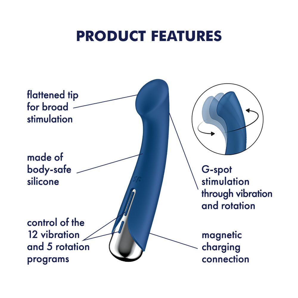 Satisfyer Spinning G Spot 1 Blue Blue 16.5 Cm Usb Rechargeable Rotating Vibrator