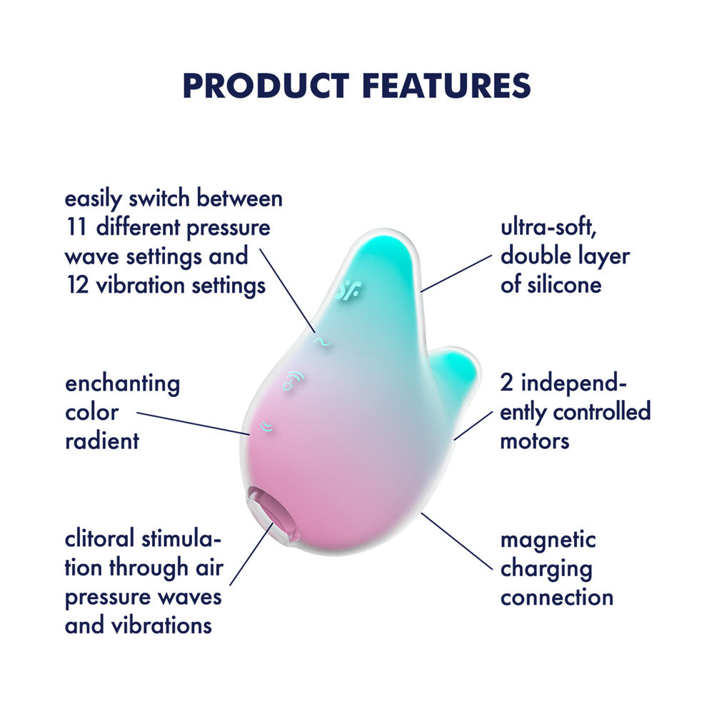 Satisfyer Mermaid Vibes Mint/Pink Mint/Pink Usb Rechargeable Air Pulse Stimulator