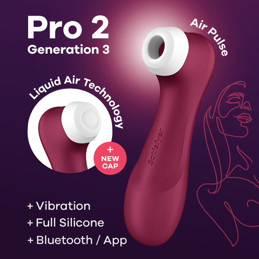 Satisfyer Pro 2 Generation 3 With App Control Wine Red Wine Red Touch Free Usb Rechargeable Clitoral Stimulator