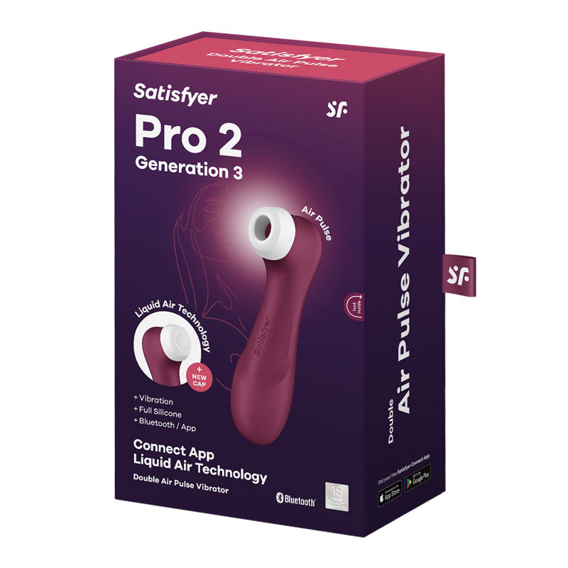 Satisfyer Pro 2 Generation 3 With App Control Wine Red Wine Red Touch Free Usb Rechargeable Clitoral Stimulator