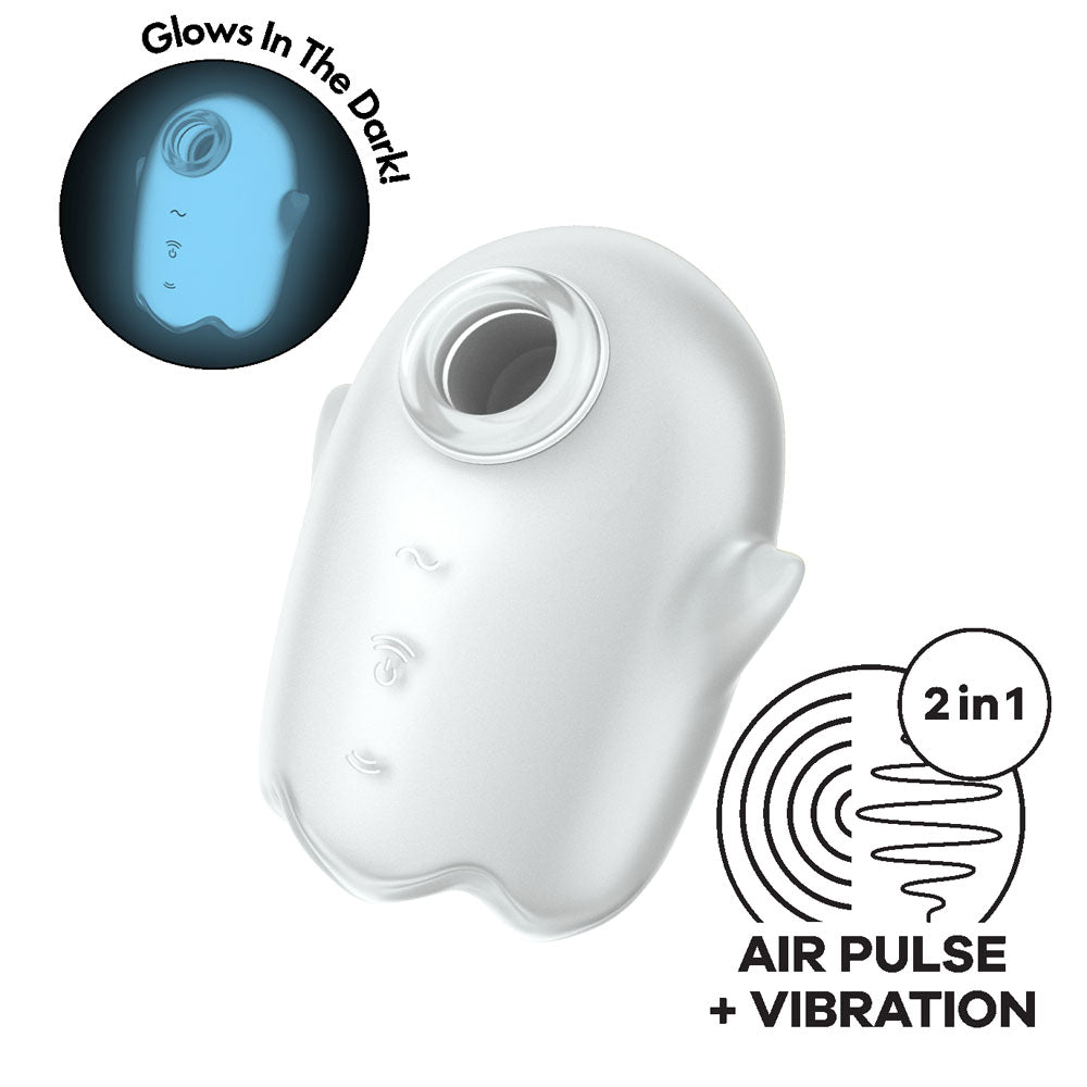 Satisfyer Glowing Ghost White Glow In Dark White Usb Rechargeable Air Pulse Stimulator