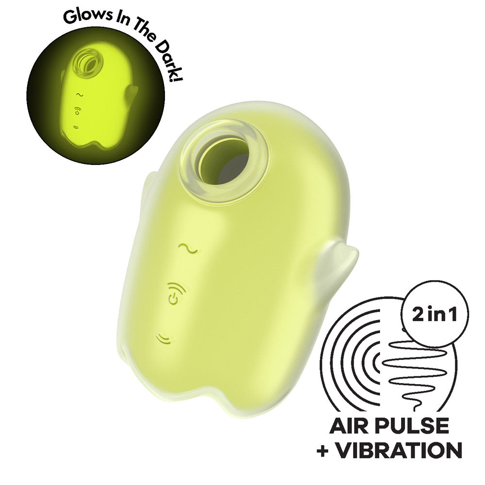 Satisfyer Glowing Ghost Yellow Glow In Dark Yellow Usb Rechargeable Air Pulse Stimulator