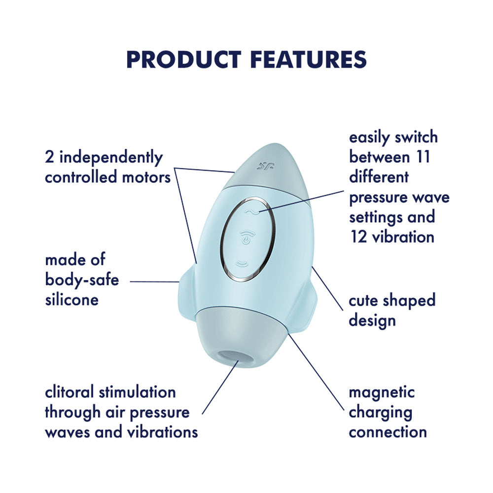 Satisfyer Mission Control Blue Blue Usb Rechargeable Vibrating Air Pulse Stimulator