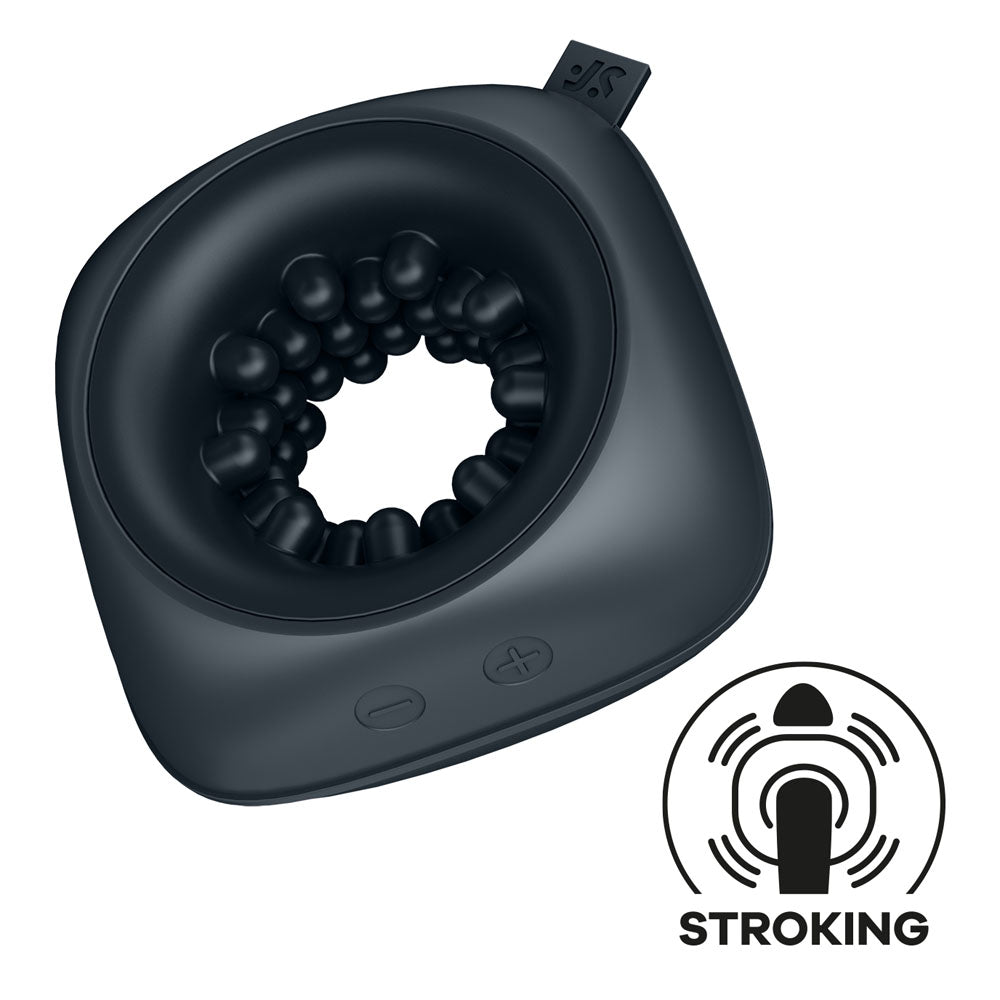 Satisfyer Ring Stroker Black Usb Rechargeable Vibrating Masturbator