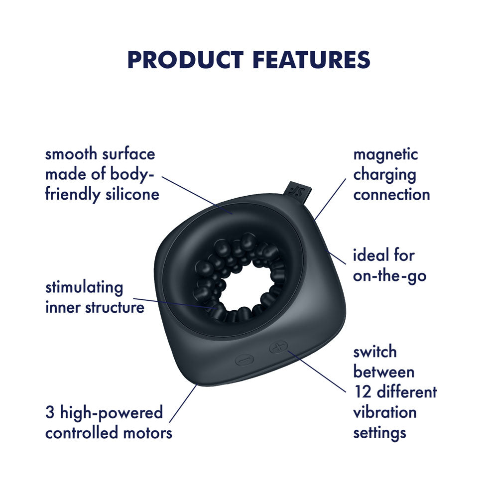 Satisfyer Ring Stroker Black Usb Rechargeable Vibrating Masturbator