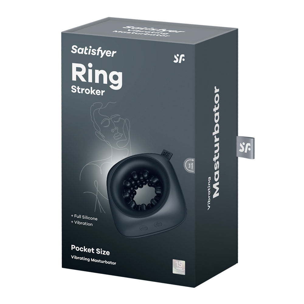 Satisfyer Ring Stroker Black Usb Rechargeable Vibrating Masturbator