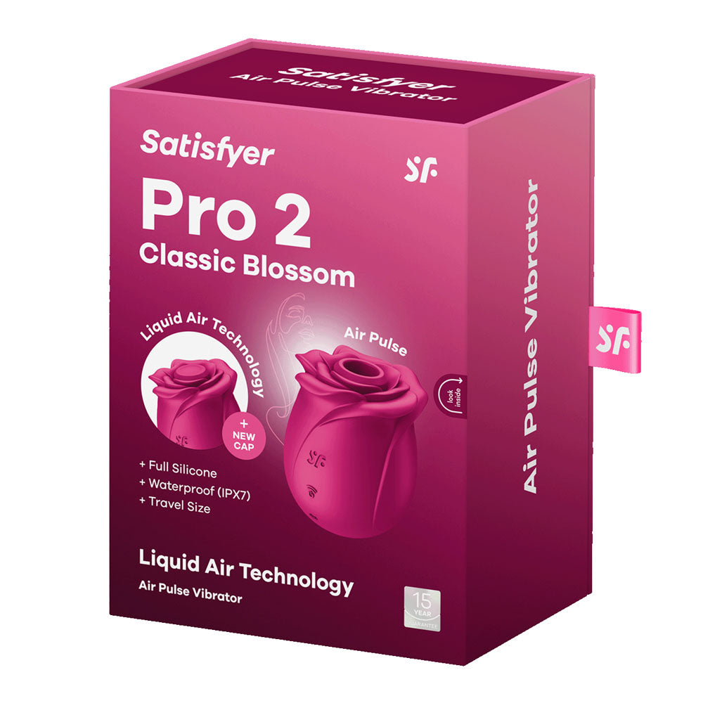 Satisfyer Pro 2 Classic Blossom Red Usb Rechargeable Air Pulse Rose Stimulator