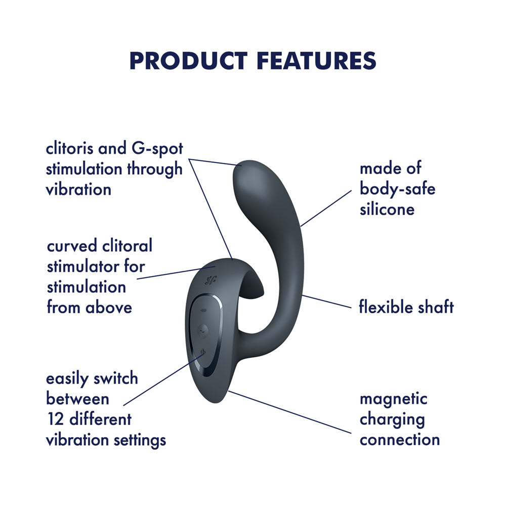 Satisfyer G For Goddess 1 Dark Grey Dark Grey Usb Rechargeable Vibrator With Clit Stim