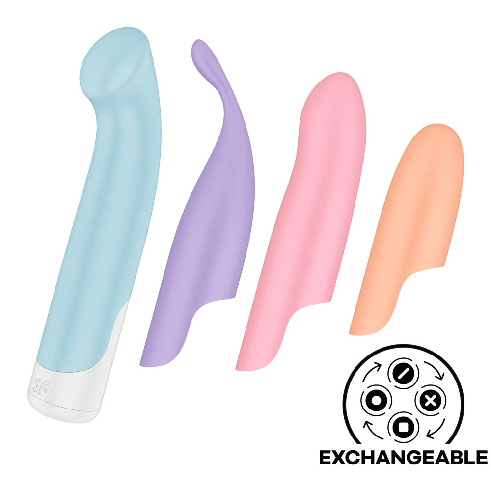 Satisfyer Playful Four Usb Rechargeable Vibrator With 4 Interchangeable