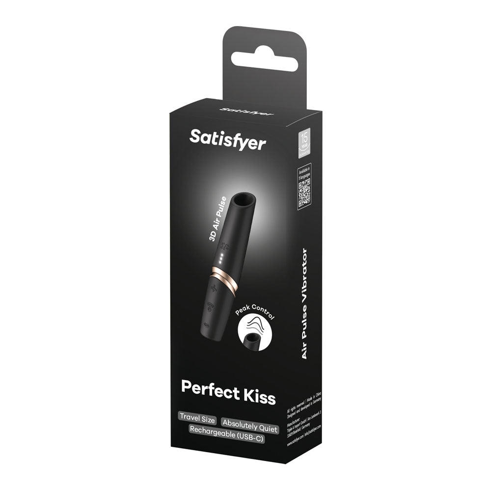 Satisfyer Perfect Kiss Black Usb Rechargeable Air Pulse Stimulator