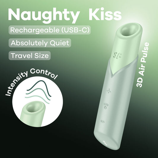 Satisfyer Naughty Kiss Mint Green Usb Rechargeable Air Pulse Stimulator