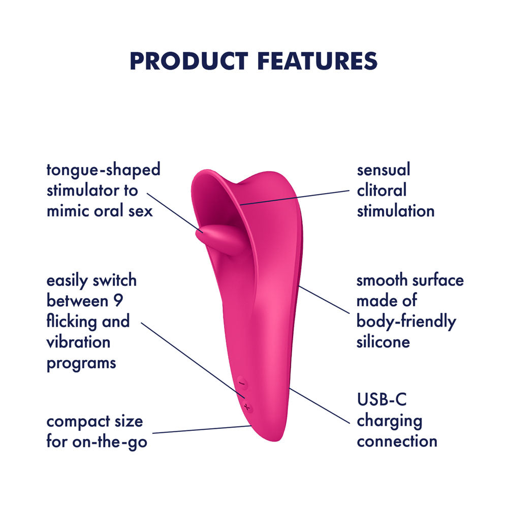 Satisfyer Tongue Master Pink 14.4 Cm Usb Rechargeable Flicking Clitoral Stimulator