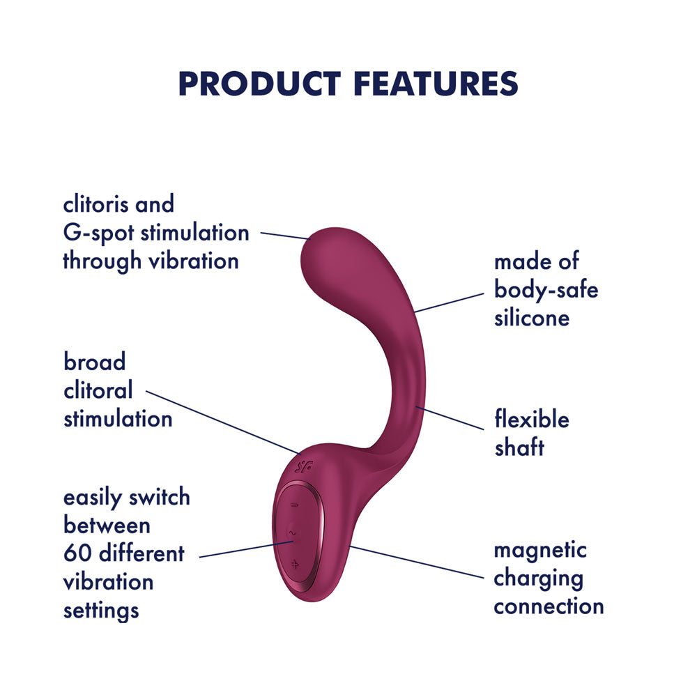 Satisfyer G For Goddess 2 Wine Red Wine Red 18.8 Cm Usb Rechargeable Vibrator With Clit Stim