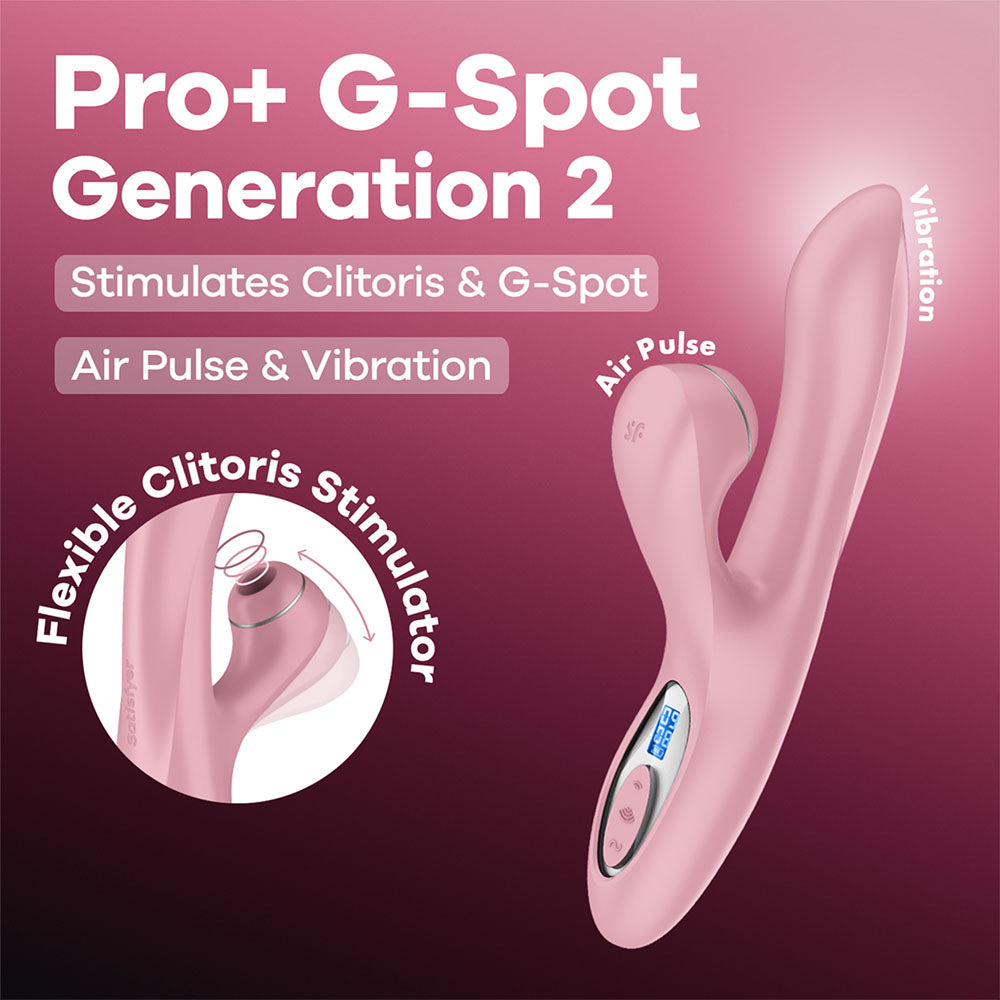 Satisfyer Pro + G Spot Pink Rose Pink 22 Cm Usb C Rechargeable Rabbit Vibrator With Touch Free Clitoral Stimulator