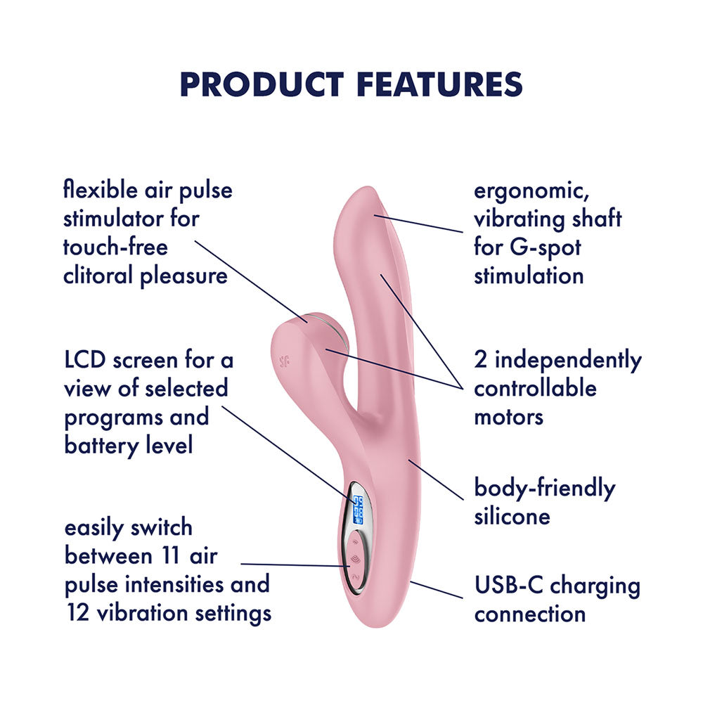 Satisfyer Pro + G Spot Pink Rose Pink 22 Cm Usb C Rechargeable Rabbit Vibrator With Touch Free Clitoral Stimulator
