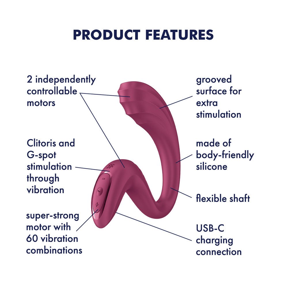Satisfyer G For Goddess 3 Wine Red Wine Red 16 Cm Usb C Rechargeable Vibrator With Clit Stim