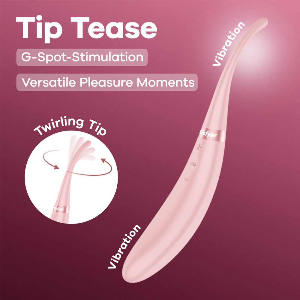 Satisfyer Tip Tease Rose Rose Usb Rechargeable Vibrator With Twirling Tip