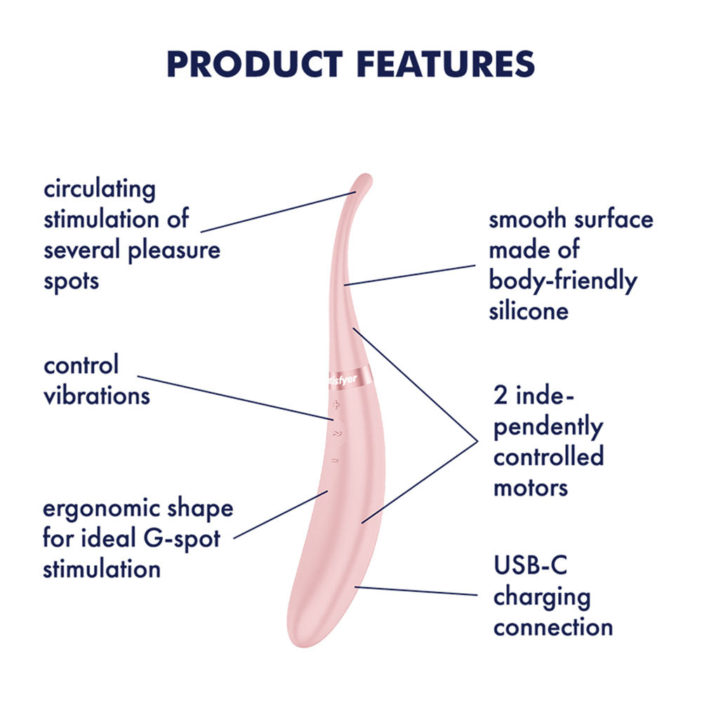 Satisfyer Tip Tease Rose Rose Usb Rechargeable Vibrator With Twirling Tip