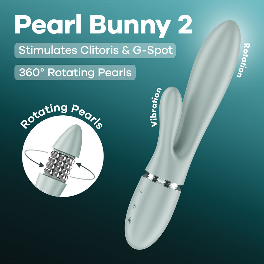 Satisfyer Pearl Bunny 2 Green Green 21.5 Cm Usb C Rechargeable Rabbit Vibrator