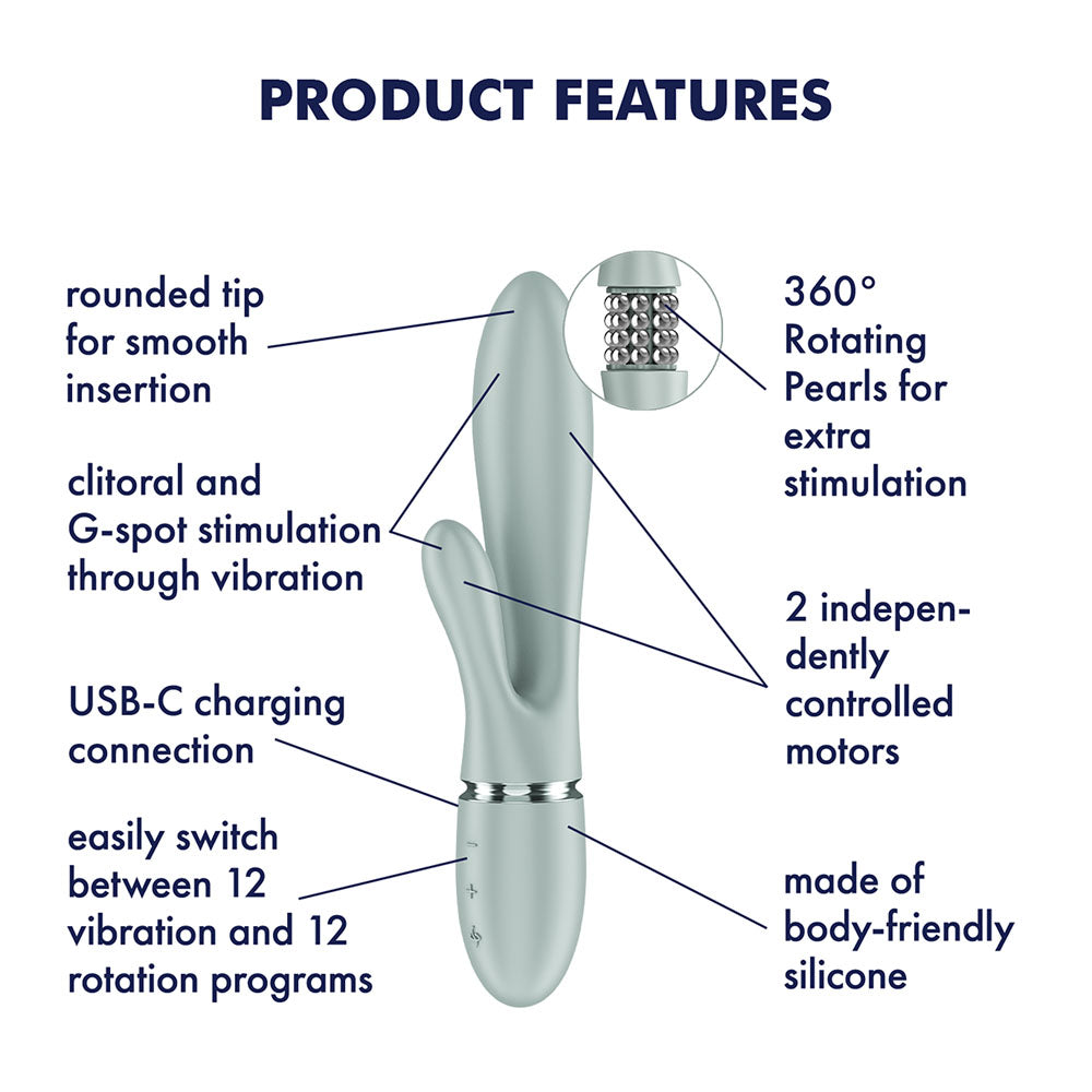 Satisfyer Pearl Bunny 2 Green Green 21.5 Cm Usb C Rechargeable Rabbit Vibrator