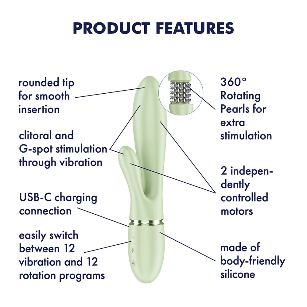 Satisfyer Pearl Bunny 2 Light Green Light Green 21.5 Cm Usb C Rechargeable Rabbit Vibrator